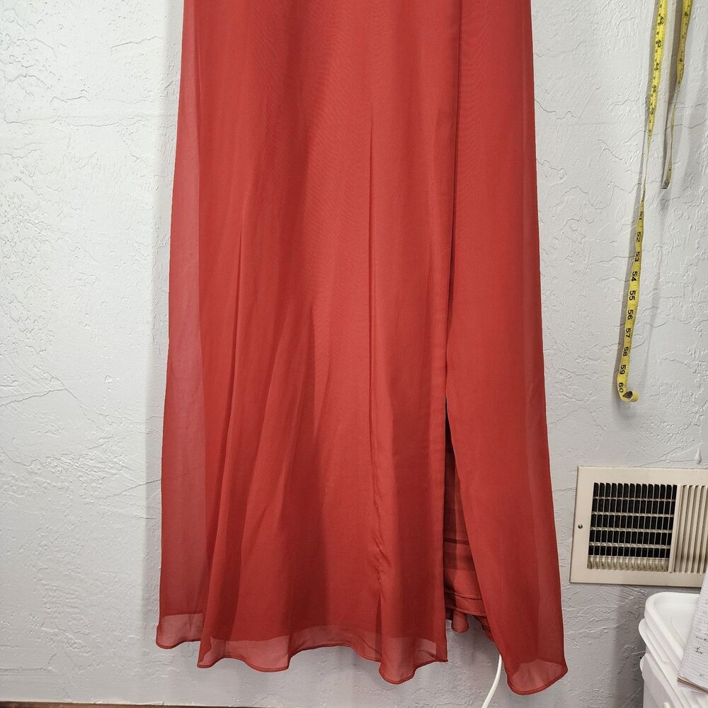 NWT Azazie Sz 10 | Anna Red Rust A-Line Dress Bridesmaid Formal Pageant Glam - Picture 3 of 7